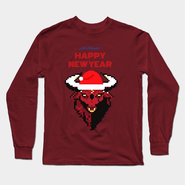 New year illustration with 2021 symbol - bull Long Sleeve T-Shirt by whatever comes to mind 2